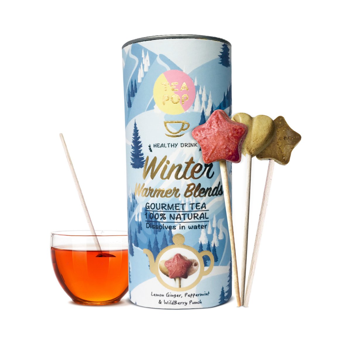 Winter Warmer TEA On-A-Stick! 6x Assorted Blends of crystallised tea stick