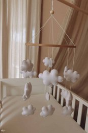 Handgemaakte Wolken Muziekmobiel - Boxmobiel - Baby mobile - mobile wickeltisch