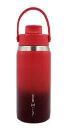  Royal red thermal canvas bottle with handle, gradient ombre effect, insulated drinkware, multiple sizes available.