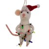 Mouse with Santa hat and Christmas lights felt