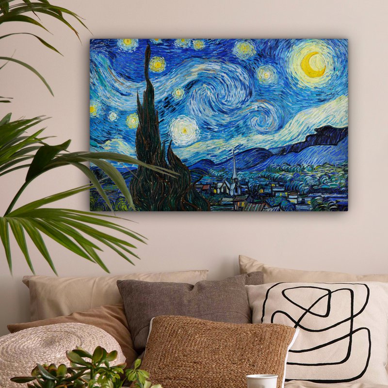 Canvas Maleri - Wall Decoration - De Sterrennacht - Vincent Van Gogh