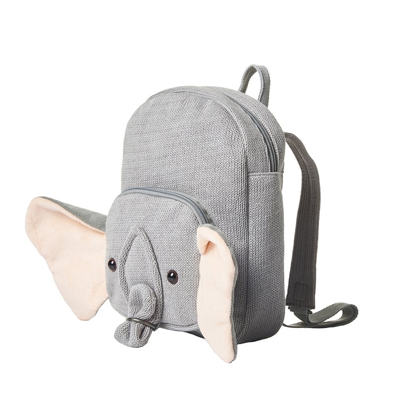 Mochila Elefante de algodón 100% gris 29X10X39cm