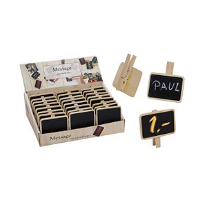 Wood clip with wooden memot panel, black/brown (W/T) 7x5cm
