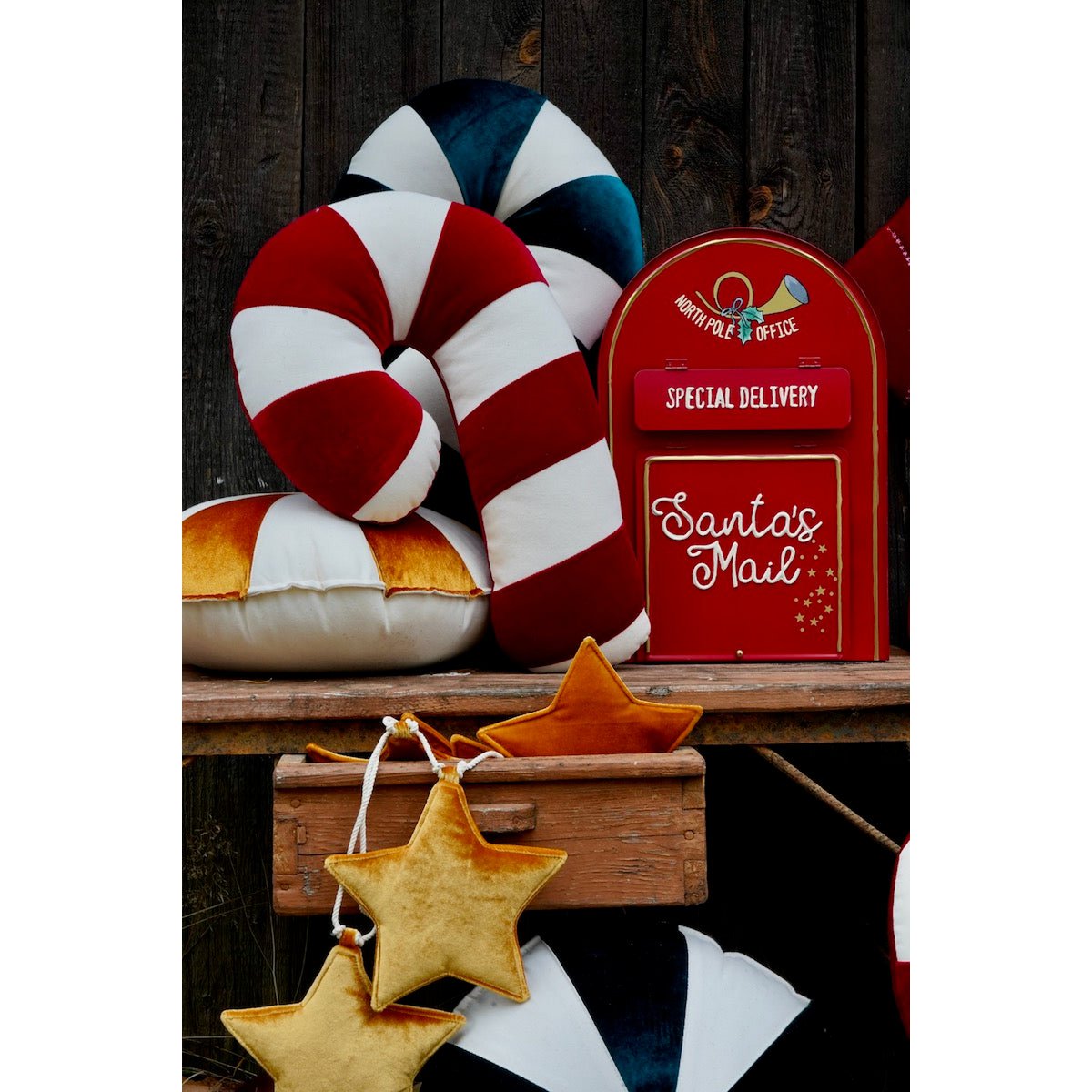 Kerstpatchworkkussen "Red Lollipop", het beste cadeau voor feestdagen