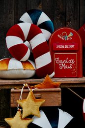 Kerstpatchworkkussen "Red Lollipop", het beste cadeau voor feestdagen