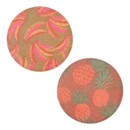 Placemat with pink and green abstract swirl pattern, placemat with pineapple print