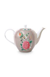 Tea Pot Large Blushing Birds Khaki 1.6ltr