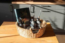 Large laundry tub, basket braided out of water hyacinth with wooden handles