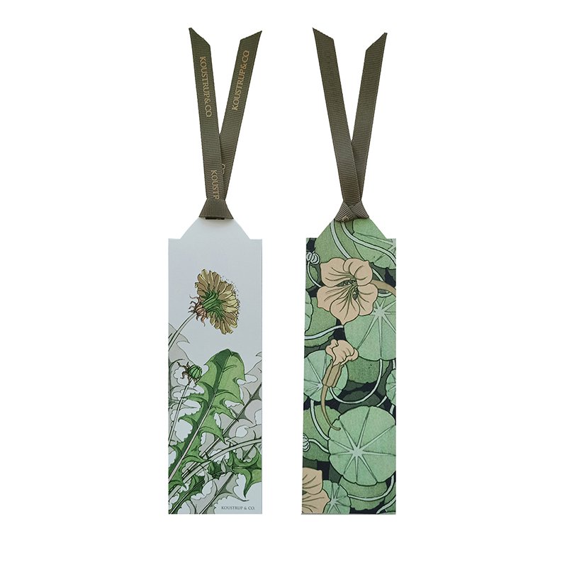 Bookmarks - 80 pieces green ribbon with display