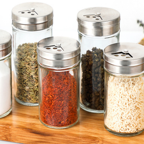 100 ml glass spice container with service holes