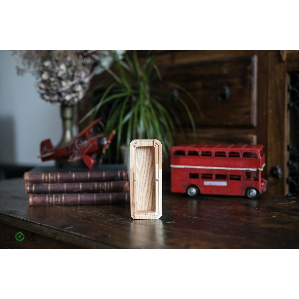 Wooden Piggy Bank Lille, brevpengebank, møntkasse, træboksepenge, sparer pengeboks