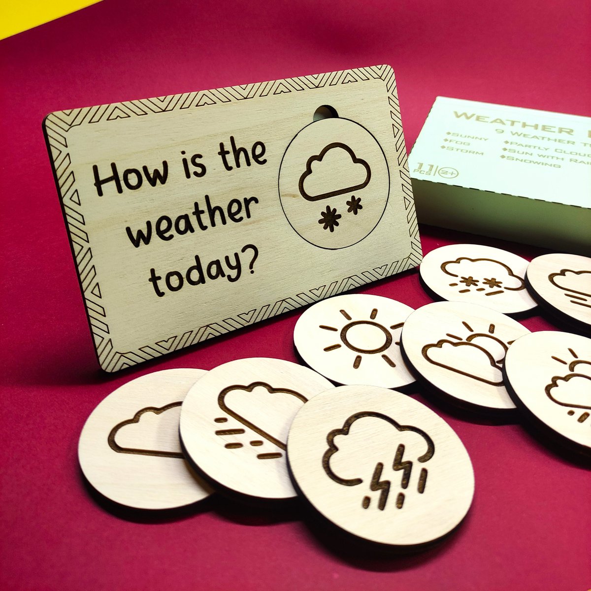 Houten weerbord, Montessori speelgoed voor kinderen en peuters