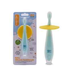 Babyton Silicone toothbrush with safety shield for babies and toddlers