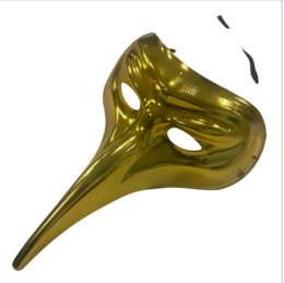 Guld lang næse venetiansk maske - Stor størrelse 28 cm x 22 cm - Fast og stærk