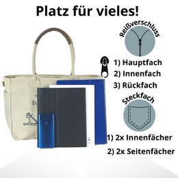 Sunsa Damen große Handtasche. XXL Tasche aus Canvas und Leder. Strandtasche/Weekender in Maritim-Motiv.