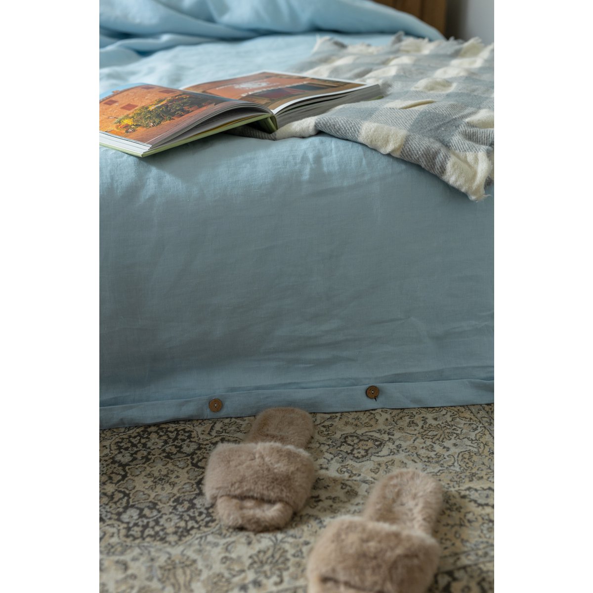 Sky Blue Linen dekbedoverdeksel
