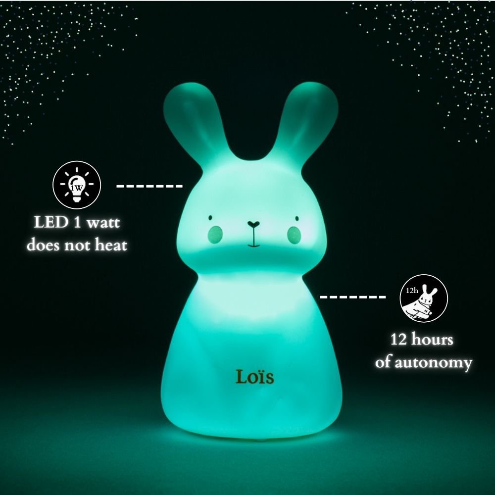 Nachtlampje - Rabbit Loïs - werkt op batterijen - blauw