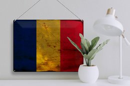 Tin Sign Flag of Chad 40x30cm Flag of Chad Rust