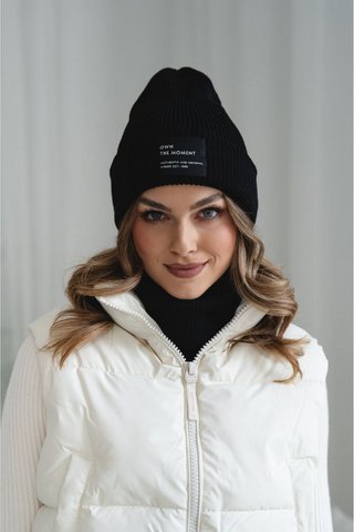 Hat and scarf set – 100% merino wool “BRIGID NEW” – BLACK