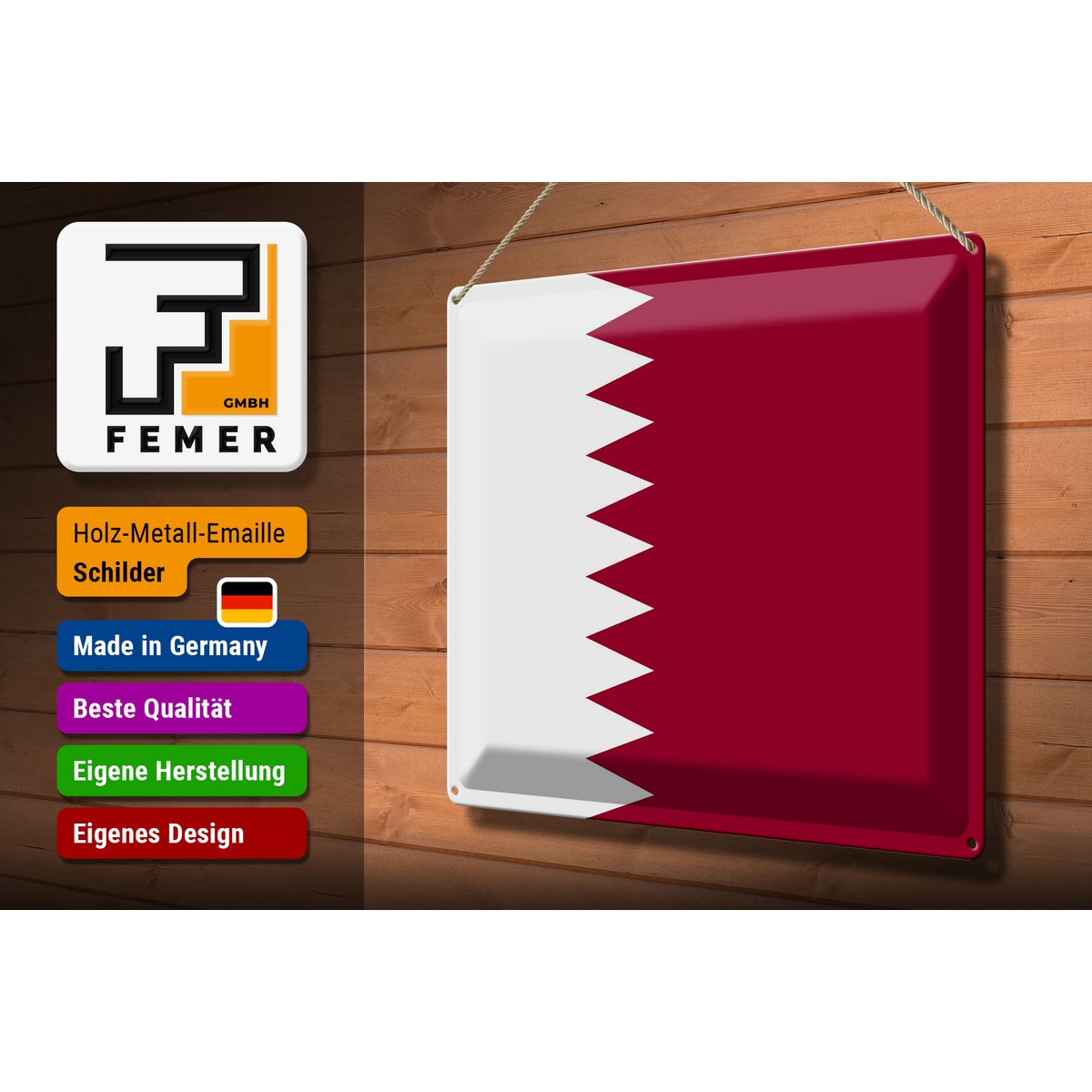 Tin Sign Flag of Qatar 40x30cm Flag of Qatar