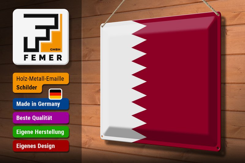 Tin Sign Flag of Qatar 40x30cm Flag of Qatar