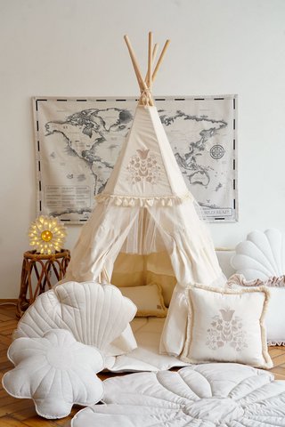 „Boho“ Tipi mit Rüschen und Matten-Set
