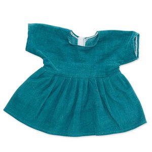 Corduroy dress petrol for Cuddly Doll