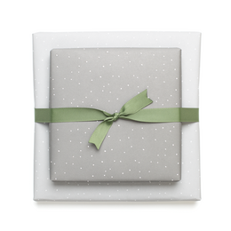 Hellgraues Geschenkpapier mit Punkten - ideal als Geschenkpapier für Hochzeit oder für Geschenke zur Geburt oder zur Taufe, neutrales Geschenkpapier