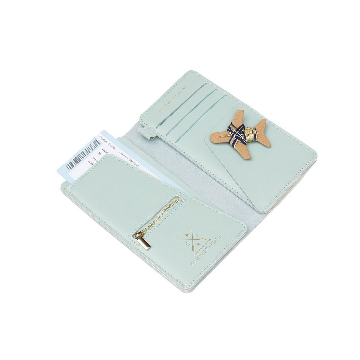 Stitch Travel Wallet - Mint