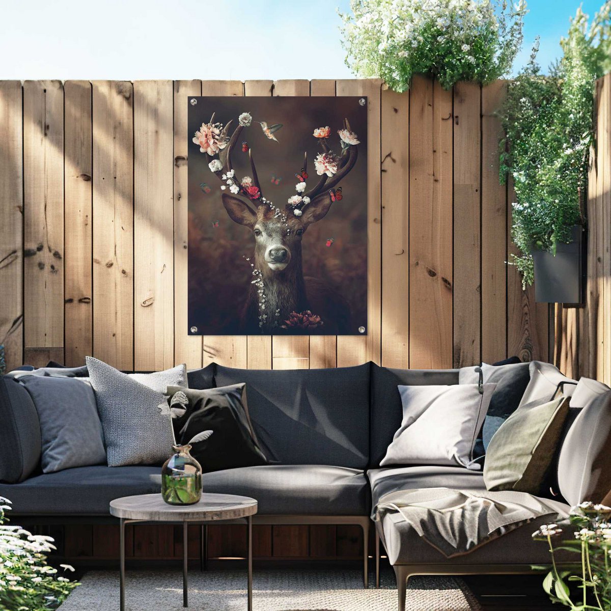 Plakat ogrodowy Plakat ogrodowy Jeleń z kwiatowym porożem 80x60