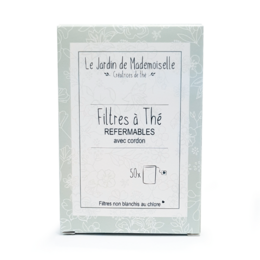 Disposable paper filters for tea, rectangular shape, white color.