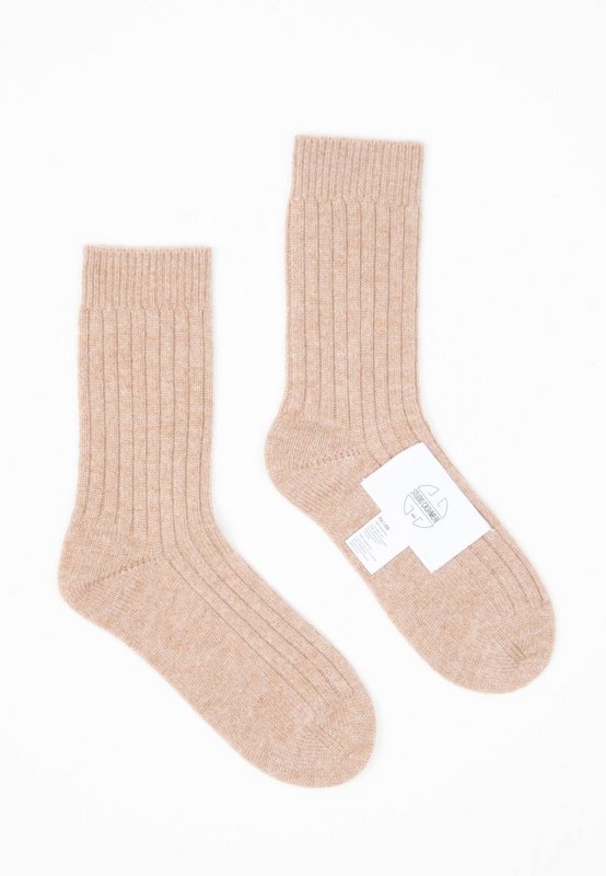 UNI 12 Calza in costa tradizionale a 4 fili di cashmere cammello
