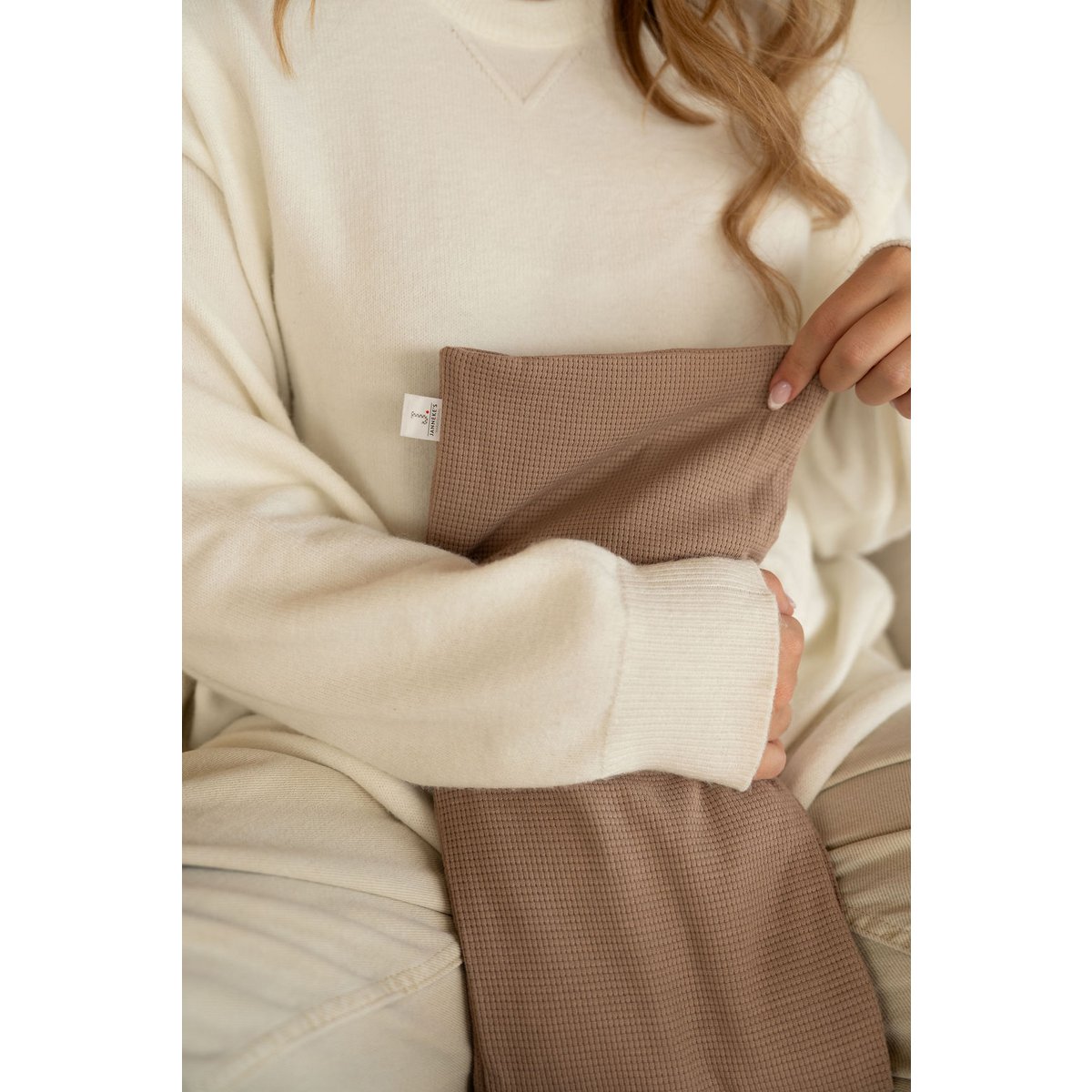 Warming scarf taupe | 70cm | organic linseed