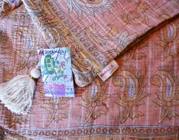 Housse de Coussin Vintage Kantha 50x70 cm orange pastel