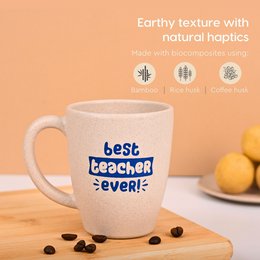 Ecofy Earth-Friendly, il miglior insegnante di sempre | Set da 1 | 300ml| Idee regalo per il miglior insegnante | Regalo per la tazza da caffè dell'insegnante | Realizzato con buccia di riso| Certificato TUV del castello di sabbia