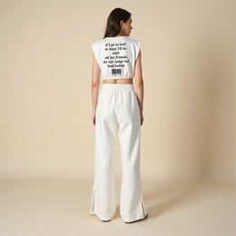 Statement Crop Tee "IF I GO TO HELL" - Weiss