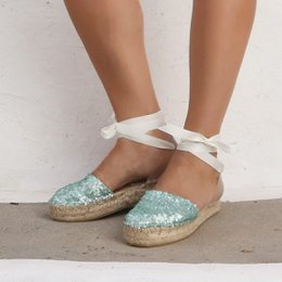 Sequined Espadrilles - Seafoam - Double Sole