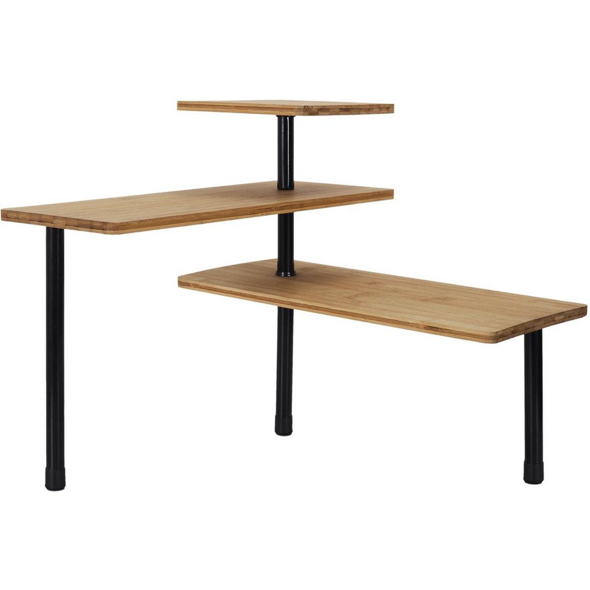 Bamboe Hoekrek – 3-Lagen - 43 x 27 x 43 cm - Ruimtebesparend Keuken Opbergrek – Badkamer Organizer - Hoekkastje – Duurzaam Plantenrek – Bruin