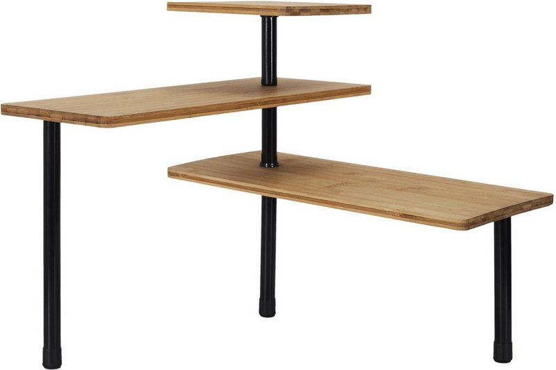 Bamboe Hoekrek – 3-Lagen - 43 x 27 x 43 cm - Ruimtebesparend Keuken Opbergrek – Badkamer Organizer - Hoekkastje – Duurzaam Plantenrek – Bruin