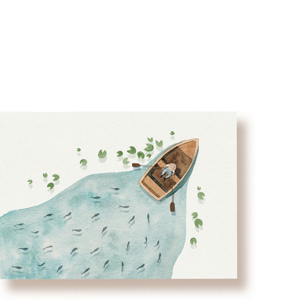 nager le long - Bateau | carte postale