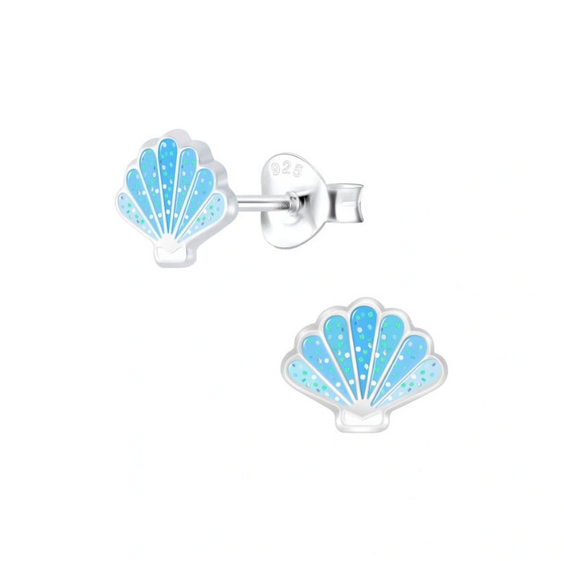 Boucles d'oreilles clous coquillage en argent sterling