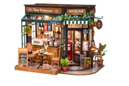 Robotime, DIY Huisje, Tipsy Restaurant with LED lighting, DG167, 18x18x24cm
