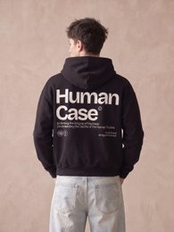 Felpa Nera Boxy Fit 330g Humain | Fabriqué en Italie - Marque Horda