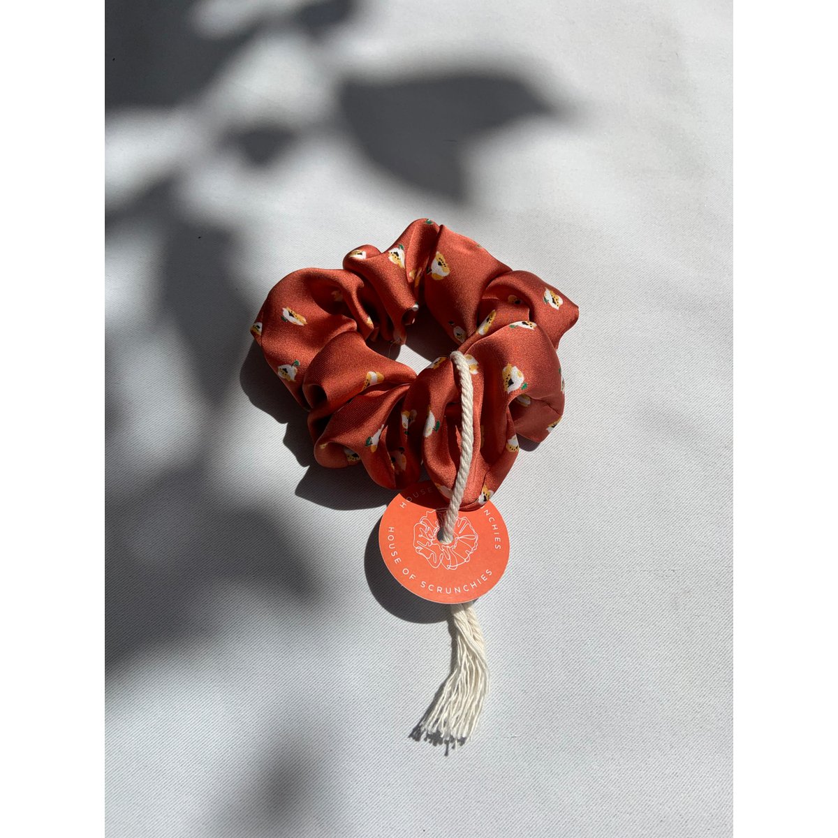 Scrunchie - Rust Flower - Recycled