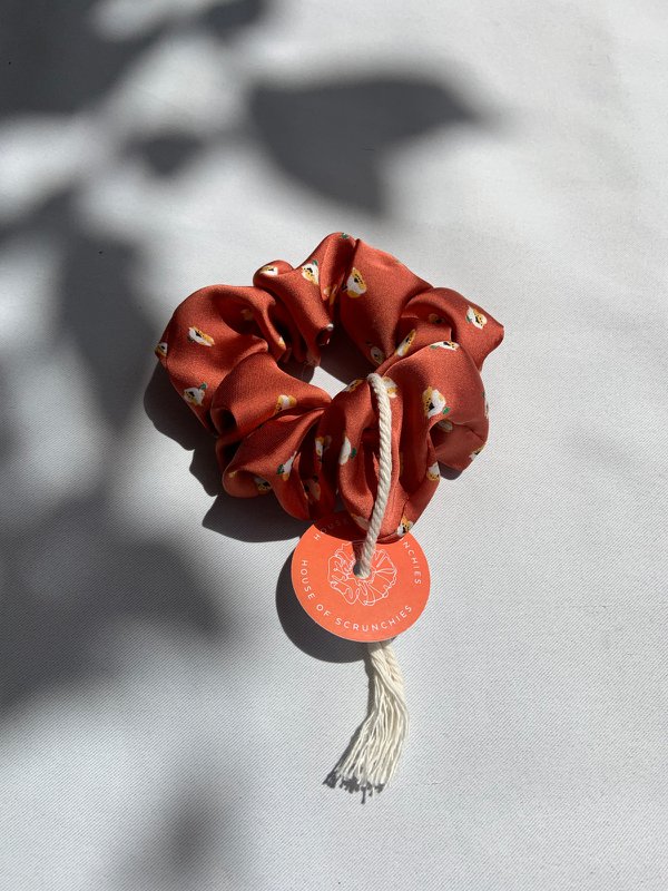 Scrunchie - Rust Flower - Recycled