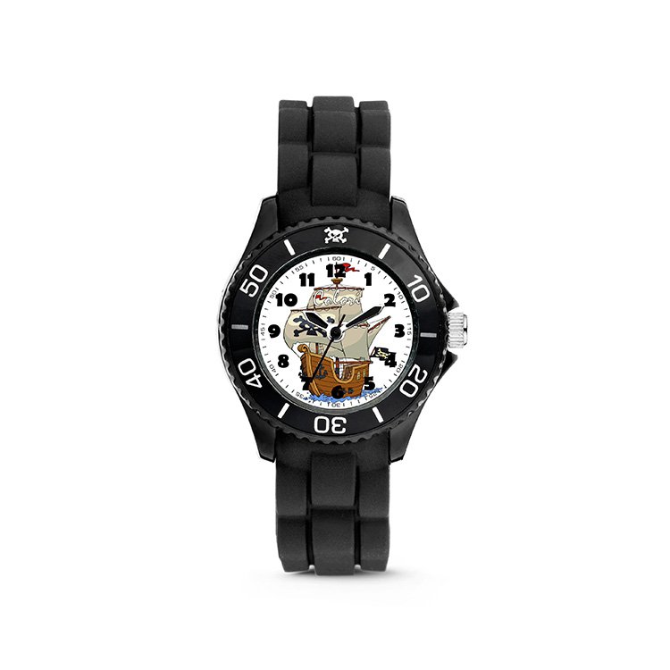 Colori Kidz 5-CLK085 Montre Enfant avec Bateau Pirate - Bracelet Silicone - Ø 30 mm - Noir