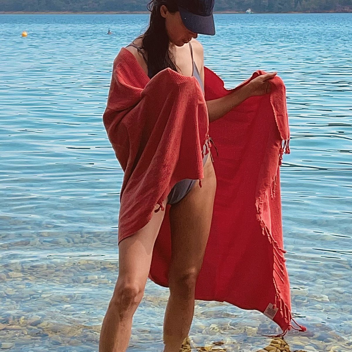 RED AND READY Stonewashed Turkish Towel - thick and soft for your best self care routine