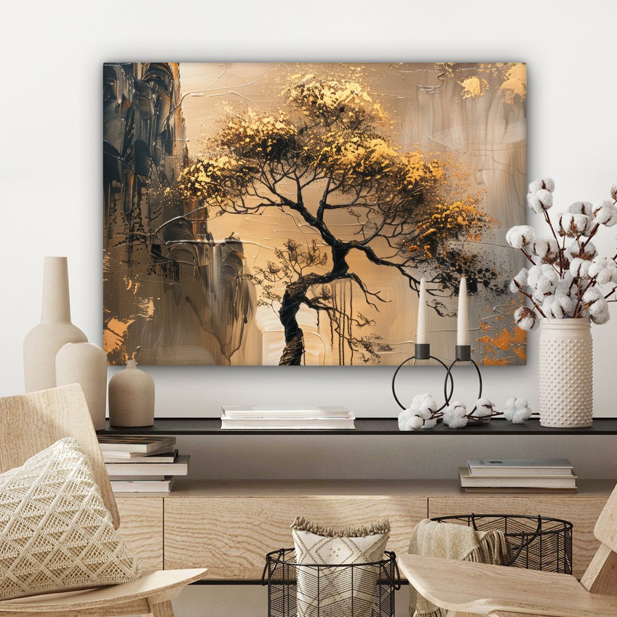 Peinture sur toile - décoration murale - or - paysage - peinture - décoration murale salon - décoration de chambre moderne - peintures abstraites