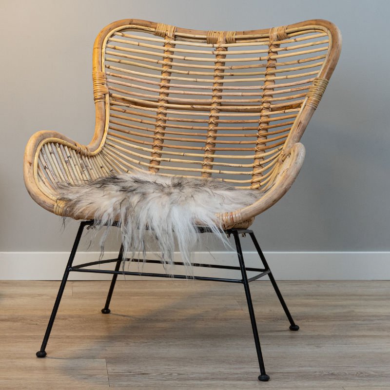 Coussin de chaise en peau de mouton WOOOL - blanc islandais noir