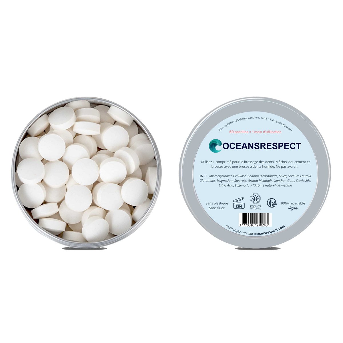 Dentifricio solido in compresse masticabili - Gusto Menta